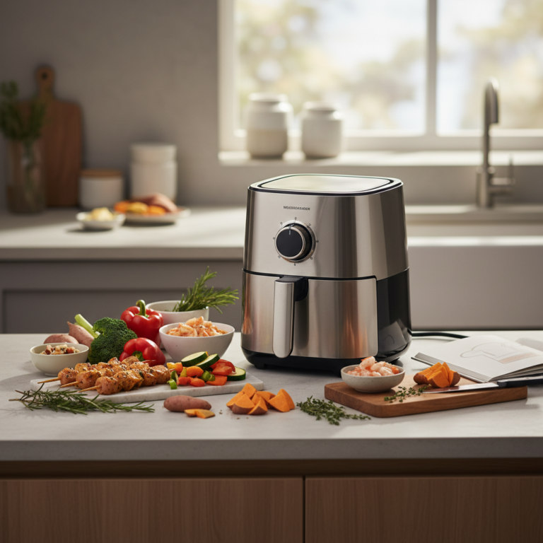 Ilustração editorial: 15 Quick Air Fryer Recipes for Low-Carb Success