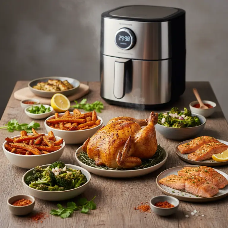 Ilustração editorial: 30 Minute Air Fryer Meals: Get Dinner Ready in Record Time