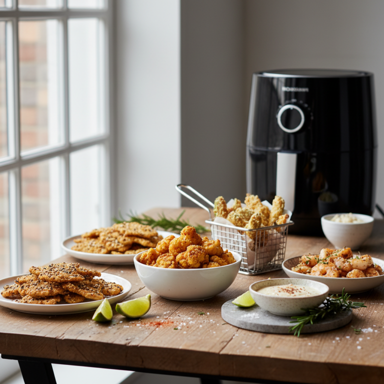 Ilustração editorial: 5 Best Keto Air Fryer Snacks Ready in Under 15 Minutes