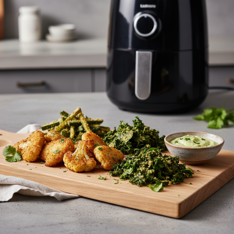 Ilustração editorial: 5 Best Low Carb Air Fryer Snacks Ready in Under 15 Minutes