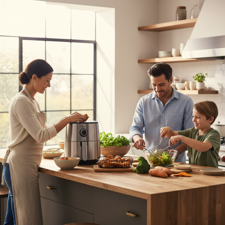 Ilustração editorial: 5 Family Air Fryer Recipes for Low-Carb Success
