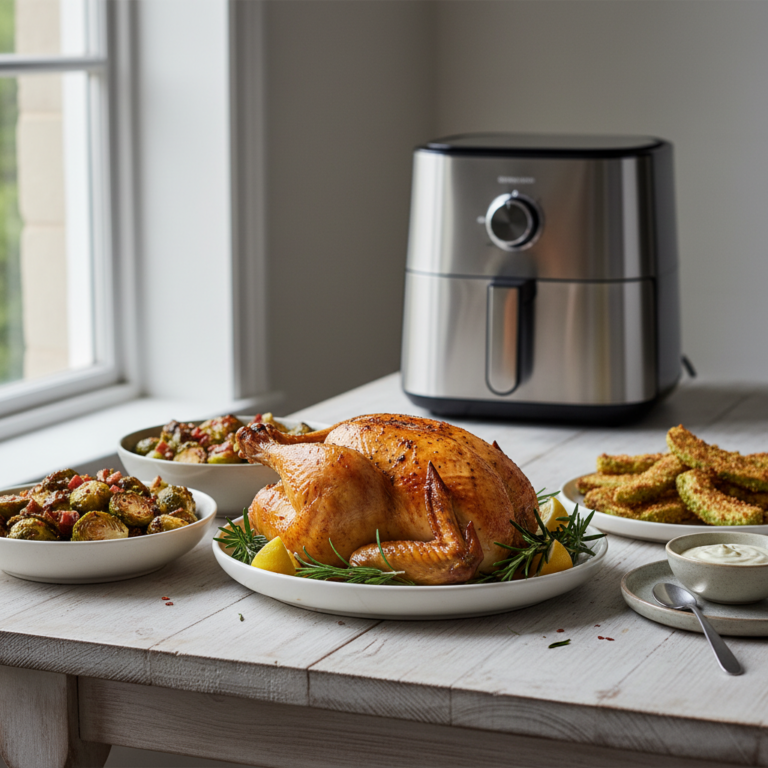 Ilustração editorial: 7 Low Carb Air Fryer Recipes for Fast Weeknight Dinners
