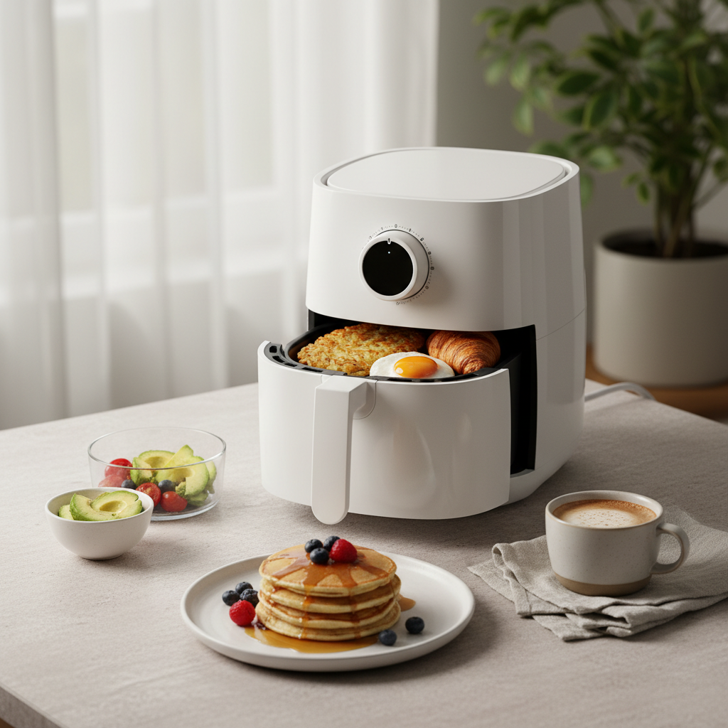 Ilustração editorial: Air Fryer Breakfast: 5 Low-Carb Recipes Ready in 12 Minutes