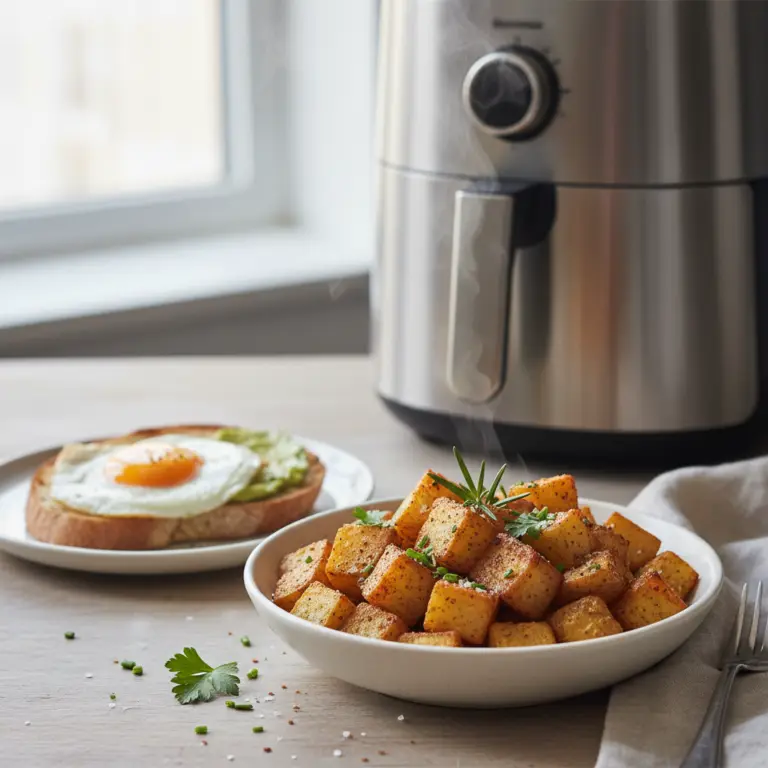 Ilustração editorial: Air Fryer Breakfast Potatoes: 3 Rules for Crispy Success