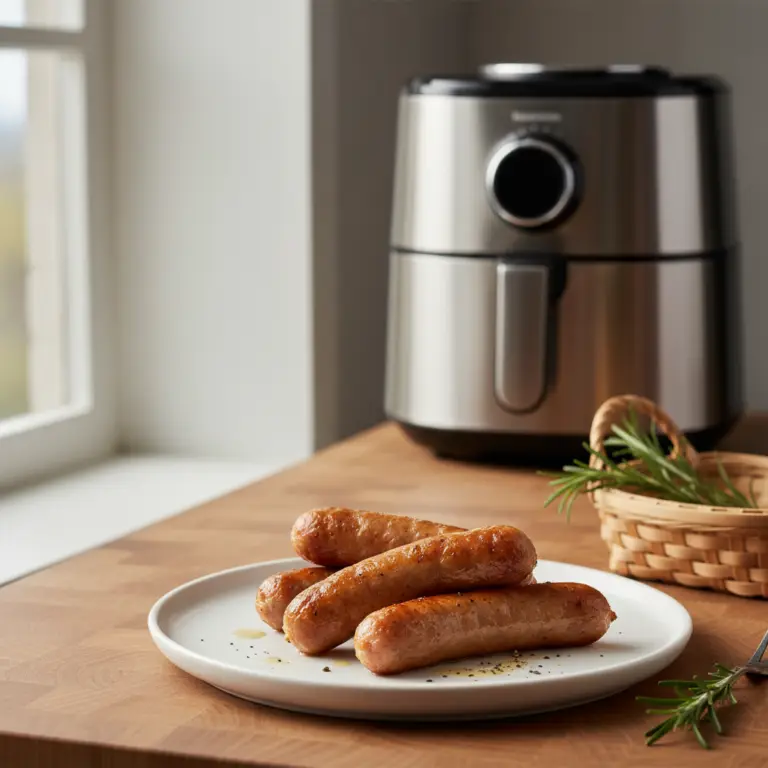 Ilustração editorial: Air Fryer Breakfast Sausage: 12-Minute Crispy Perfection