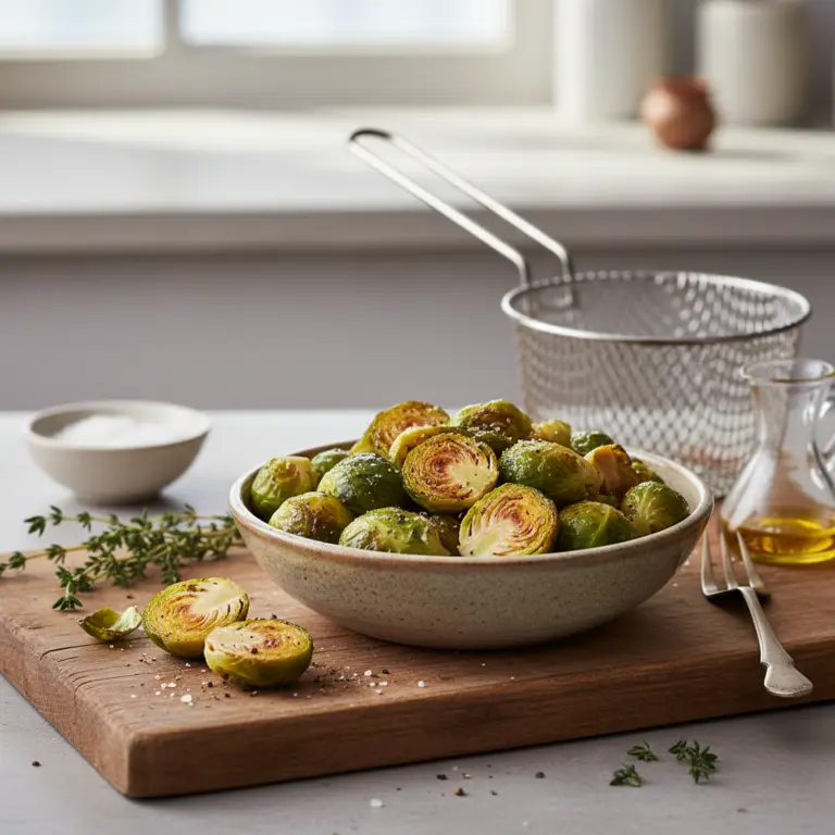 Ilustração editorial: Air Fryer Brussels Sprouts: The 12-Minute Crisp Method