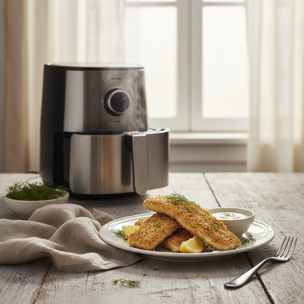 Ilustração editorial: Air Fryer Catfish: The 12-Minute Low-Carb Secret