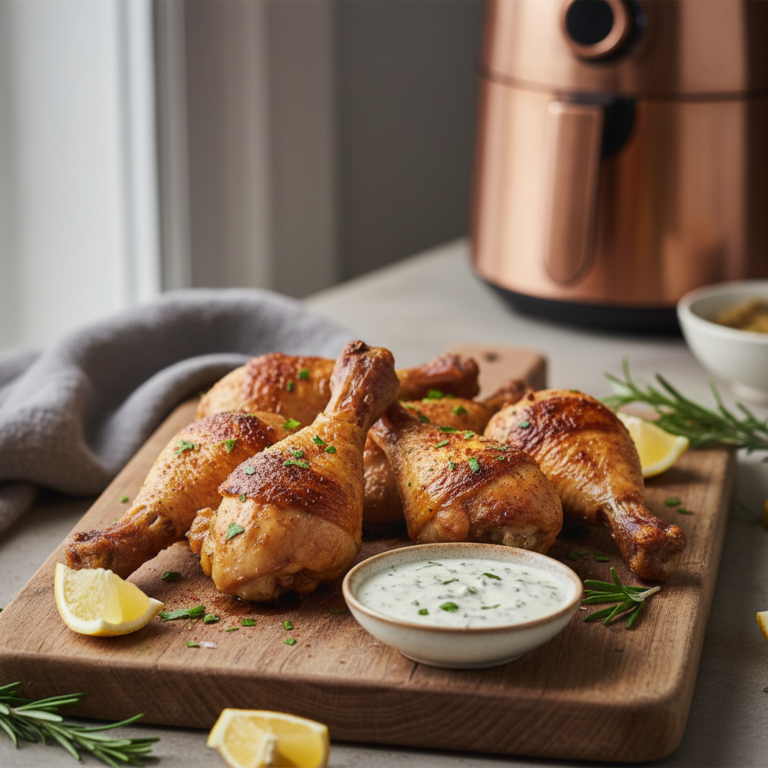 Ilustração editorial: Air Fryer Chicken Drumsticks: The 25-Minute Crispy Method