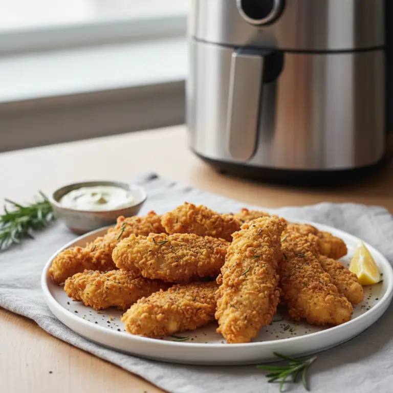 Ilustração editorial: Air Fryer Chicken Tenders: The 12-Minute Low-Carb Guide
