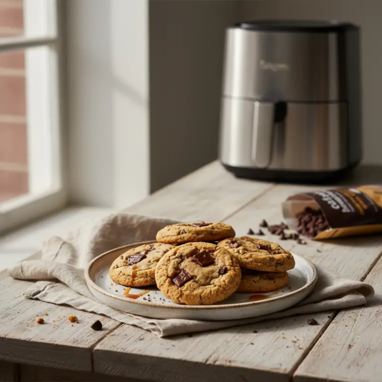Ilustração editorial: Air Fryer Chocolate Chip Cookies: 12-Minute Low-Carb Recipe