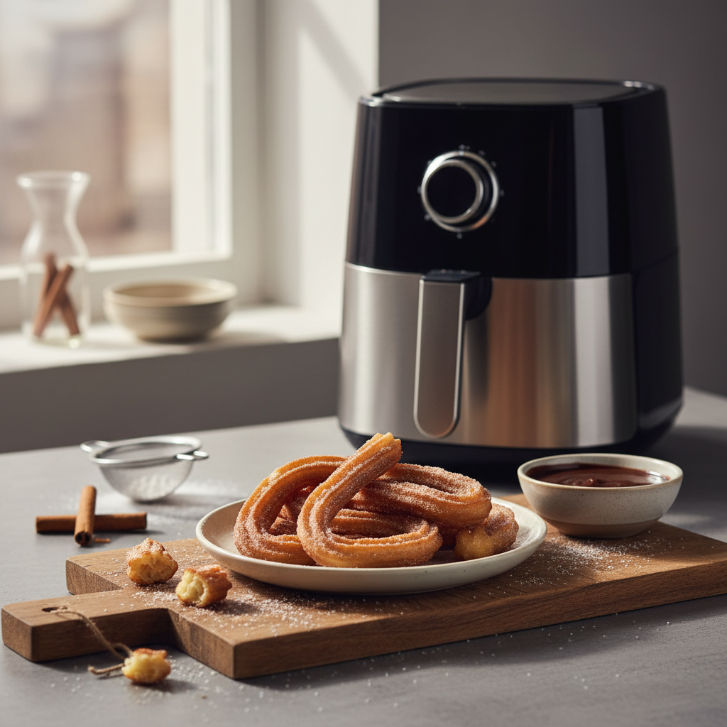 Ilustração editorial: Air Fryer Churros: 12-Minute Low-Carb Recipe Success