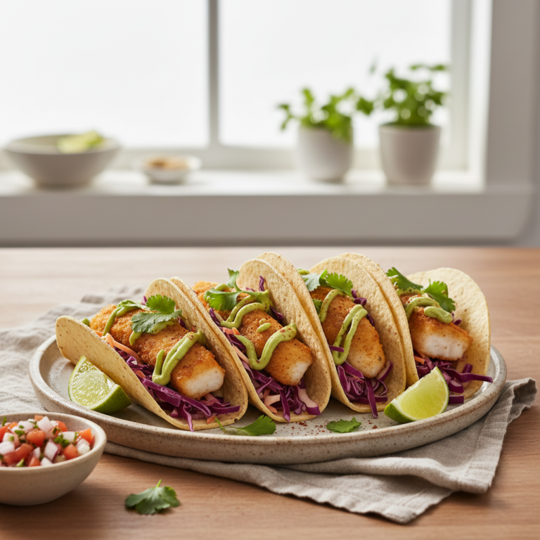 Ilustração editorial: Air Fryer Fish Tacos: 12-Minute Low-Carb Perfection