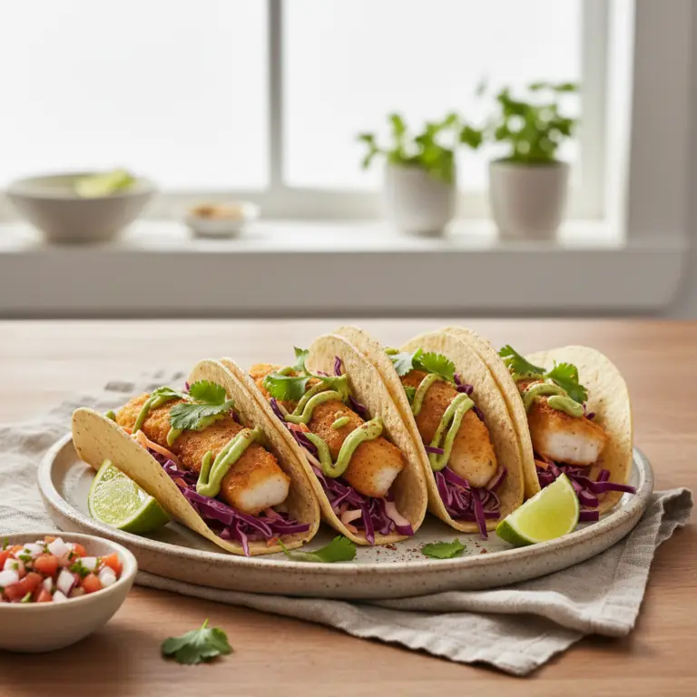 Ilustração editorial: Air Fryer Fish Tacos: 12-Minute Low-Carb Perfection