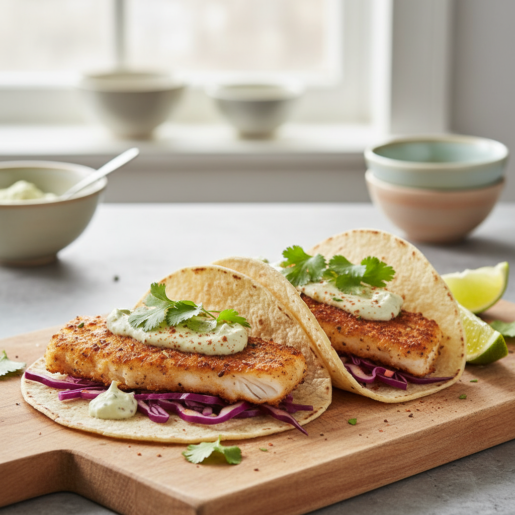 Ilustração editorial: Air Fryer Fish Tacos: 12-Minute Low-Carb Recipe