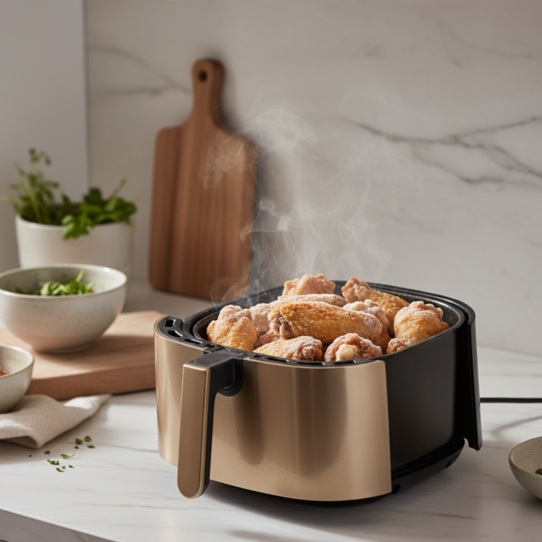 Ilustração editorial: Air Fryer Frozen Chicken Wings: 25-Minute Crispy Guide