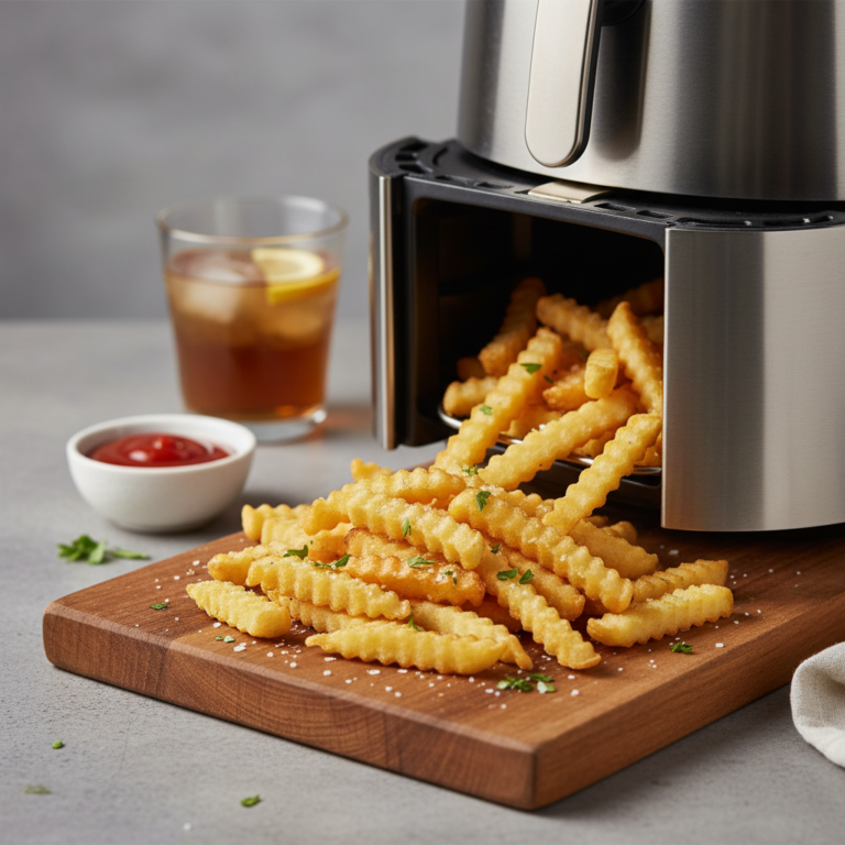 Ilustração editorial: Air Fryer Frozen French Fries: The 12-Minute Perfect Crisp
