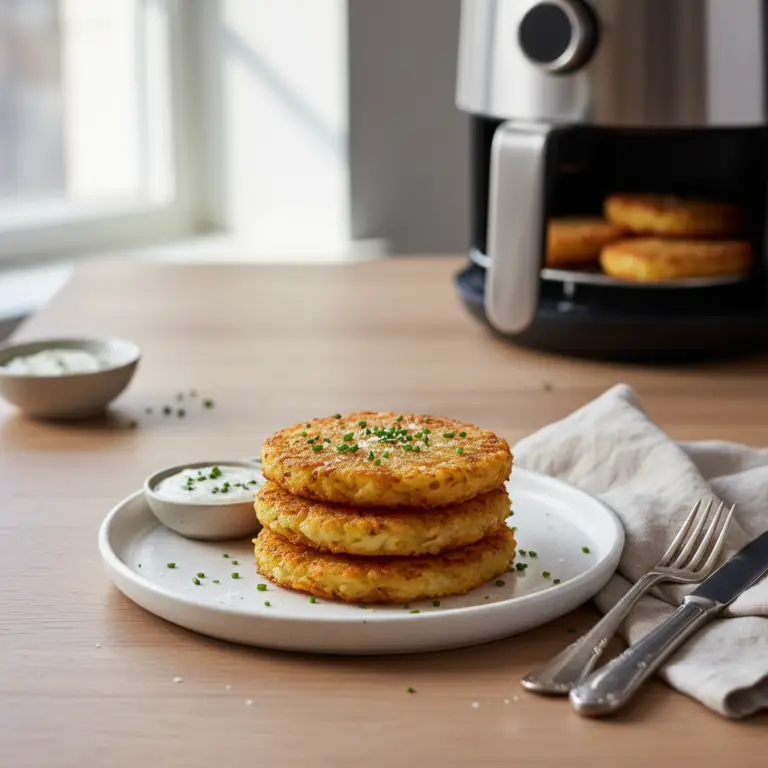 Ilustração editorial: Air Fryer Frozen Hash Browns: 12 Minutes to Crispy Perfection