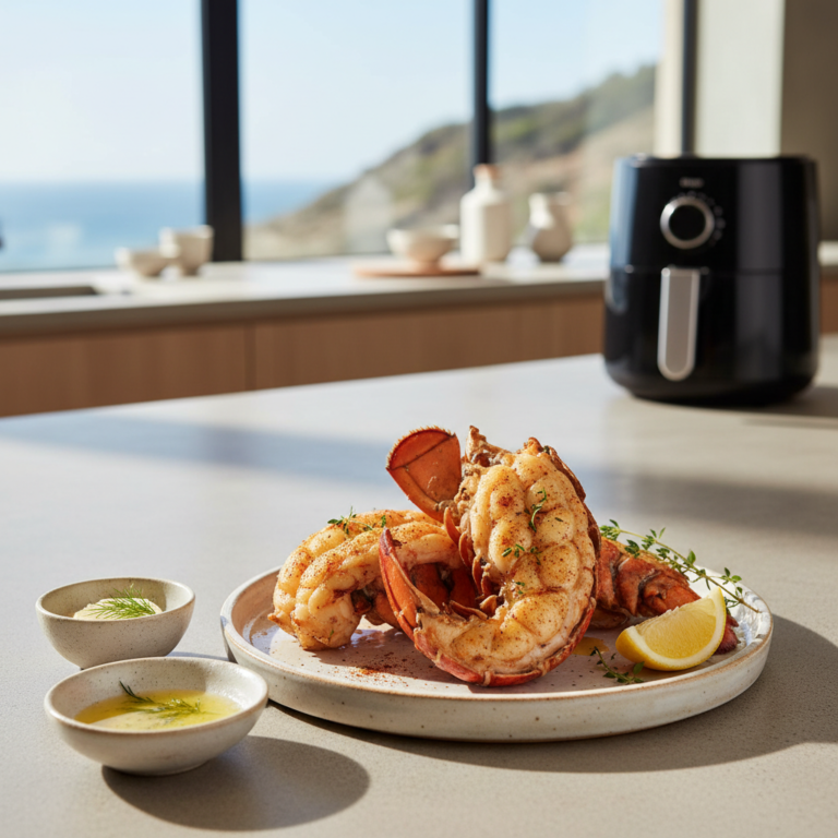 Ilustração editorial: Air Fryer Lobster Tails: 12-Minute Perfect Restaurant Results