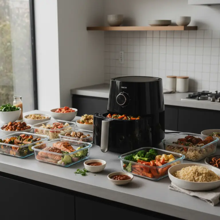 Ilustração editorial: Air Fryer Meal Prep: 4 Easy Steps for Low-Carb Success