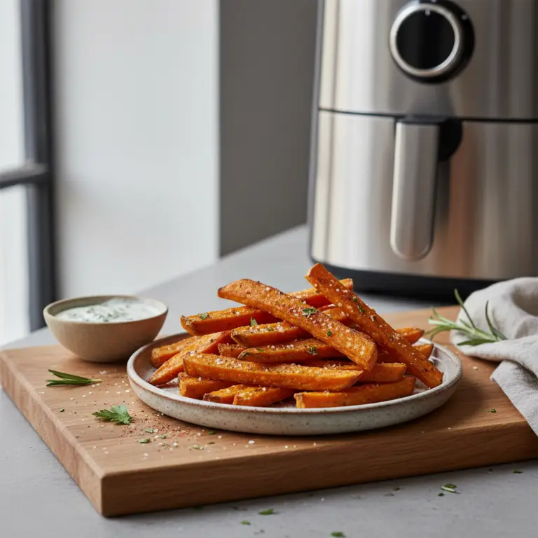 Ilustração editorial: Air Fryer Sweet Potato Fries: 3 Rules for Crispy Success
