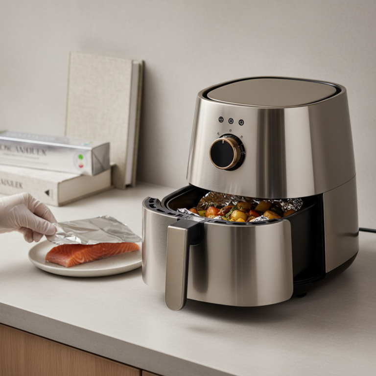 Ilustração editorial: Can You Put Foil in Air Fryer? 3 Rules for Safe Results