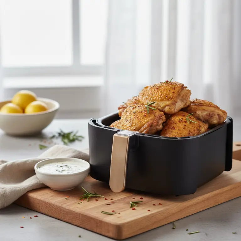 Ilustração editorial: Crispy Air Fryer Chicken Thighs: The 12-Minute Method