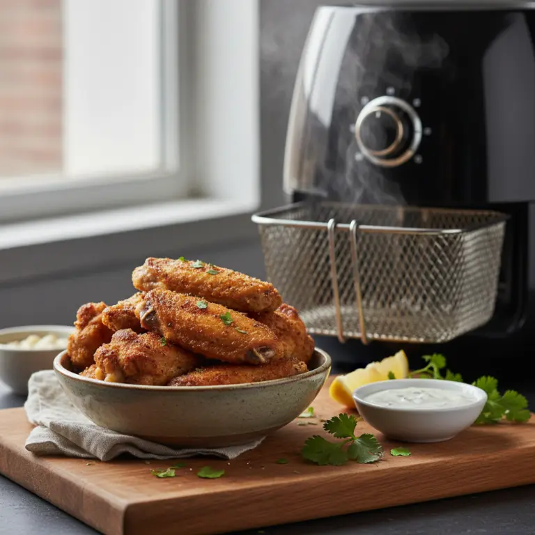 Ilustração editorial: Keto Air Fryer Wings: The 12-Minute Crispy Method