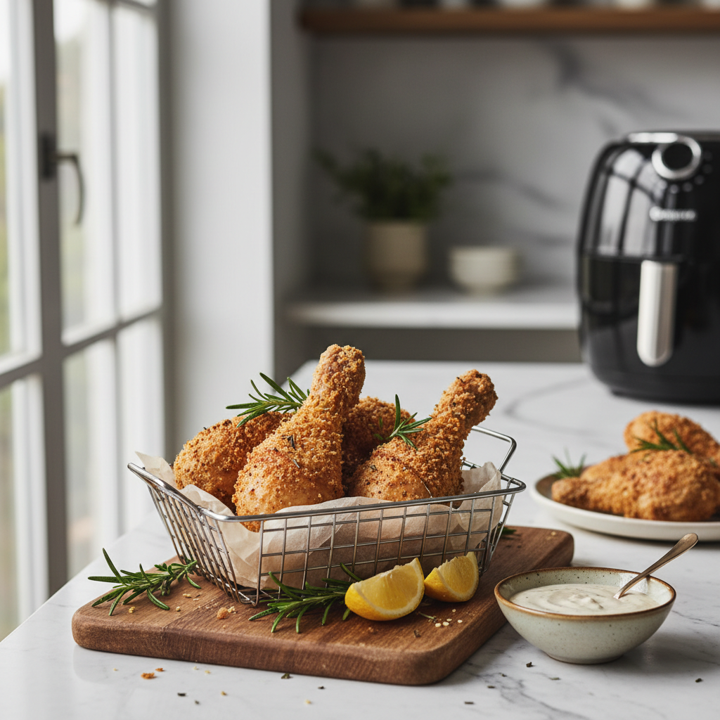 Ilustração editorial: Keto Fried Chicken Air Fryer: 3 Steps to Perfect Crunch