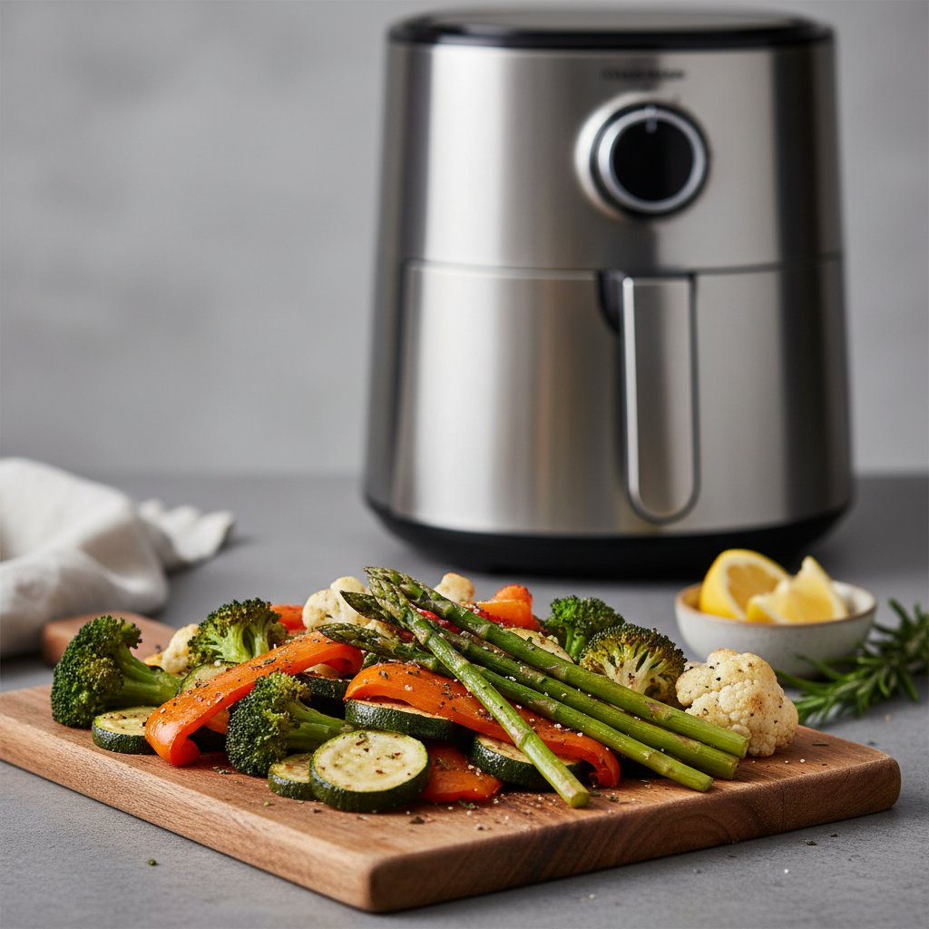 Ilustração editorial: Low Carb Air Fryer Vegetables: 5 Recipes Ready in 12 Minutes