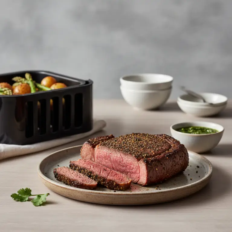 Ilustração editorial: Perfect Air Fryer Steak: A 12-Minute Restaurant Quality Method