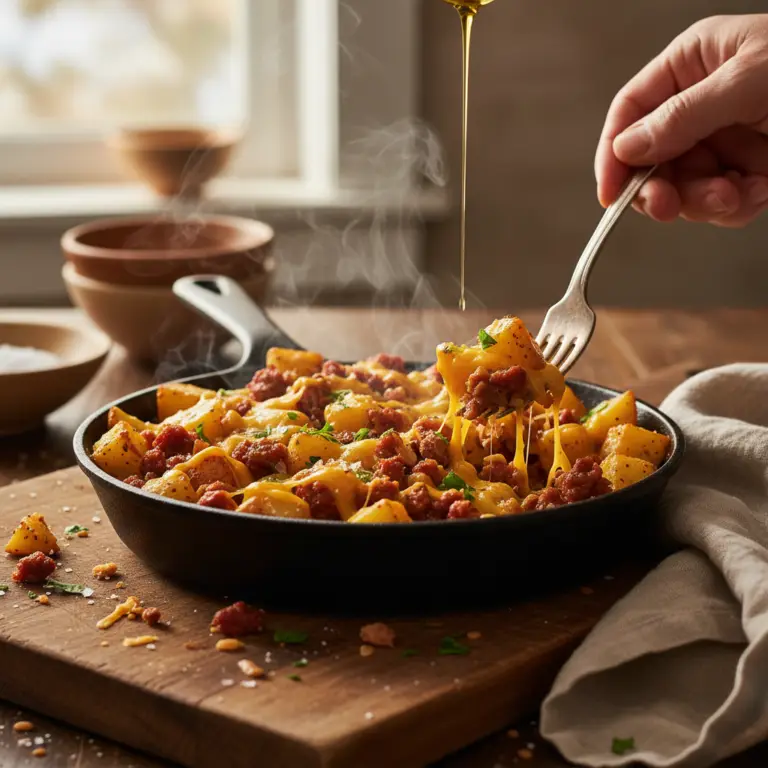 Ilustração editorial: Air Fryer Breakfast Hash: 12-Minute Chorizo and Potato Fix