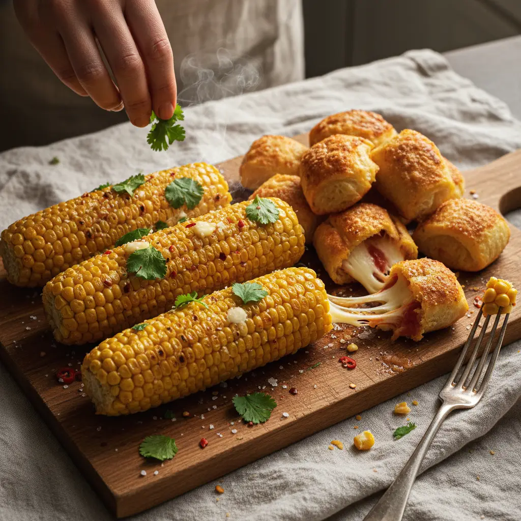 Air Fryer Corn and Pizza Rolls Dinner: 12-Minute Method — result