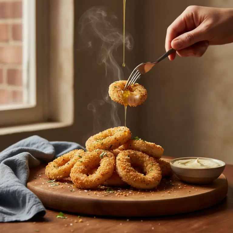Ilustração editorial: Air Fryer Frozen Calamari: 12-Minute Restaurant Quality Rings
