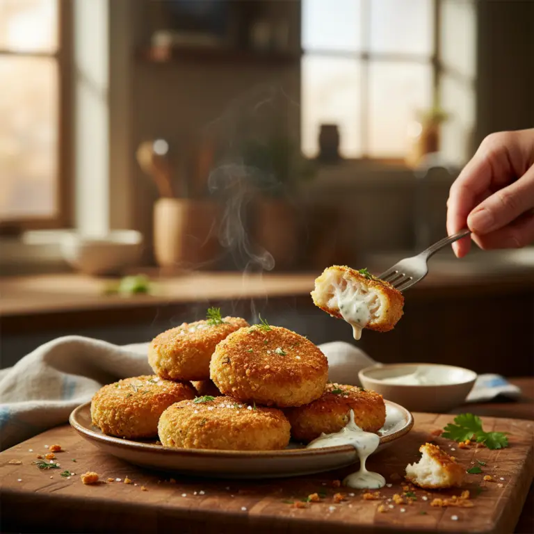 Ilustração editorial: Air Fryer Frozen Fish Cakes: 12-Minute Golden Crisp Method
