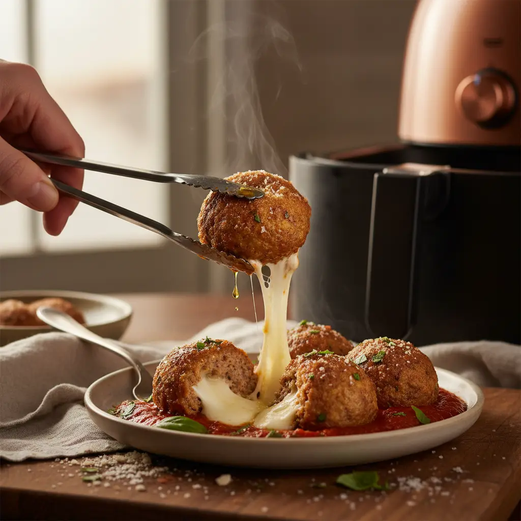 Air Fryer Keto Meatballs: 12-Minute Gooey Cheese Stuffed Recipe — detail