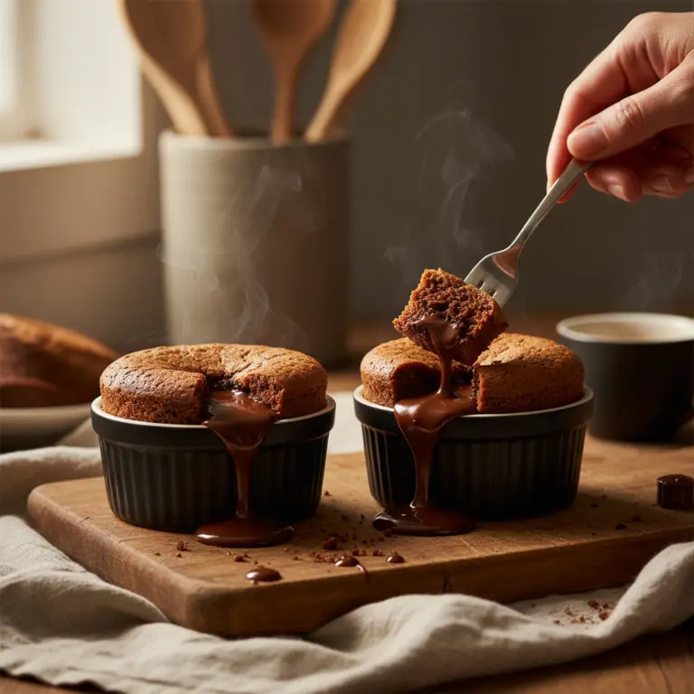 Ilustração editorial: Air Fryer Lava Cake: 12-Minute Low-Carb Indulgence for Two