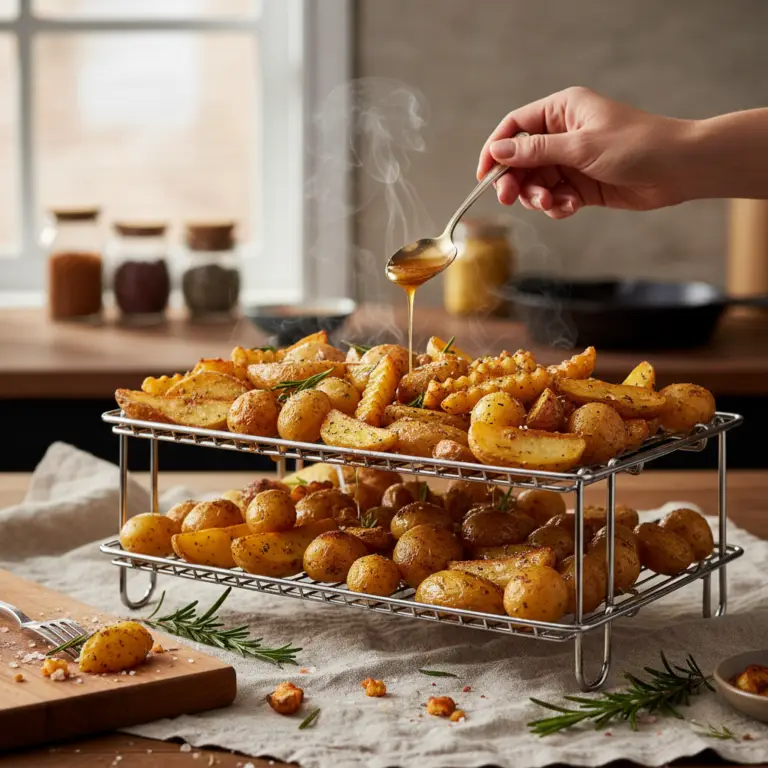 Ilustração editorial: Best Air Fryer Rack for Potatoes: 3 Tools for Crispy Results