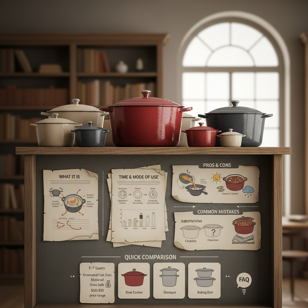 Ilustração editorial: Cast Iron Dutch Oven: 5 Essential Tips for Better Low-Carb Meals