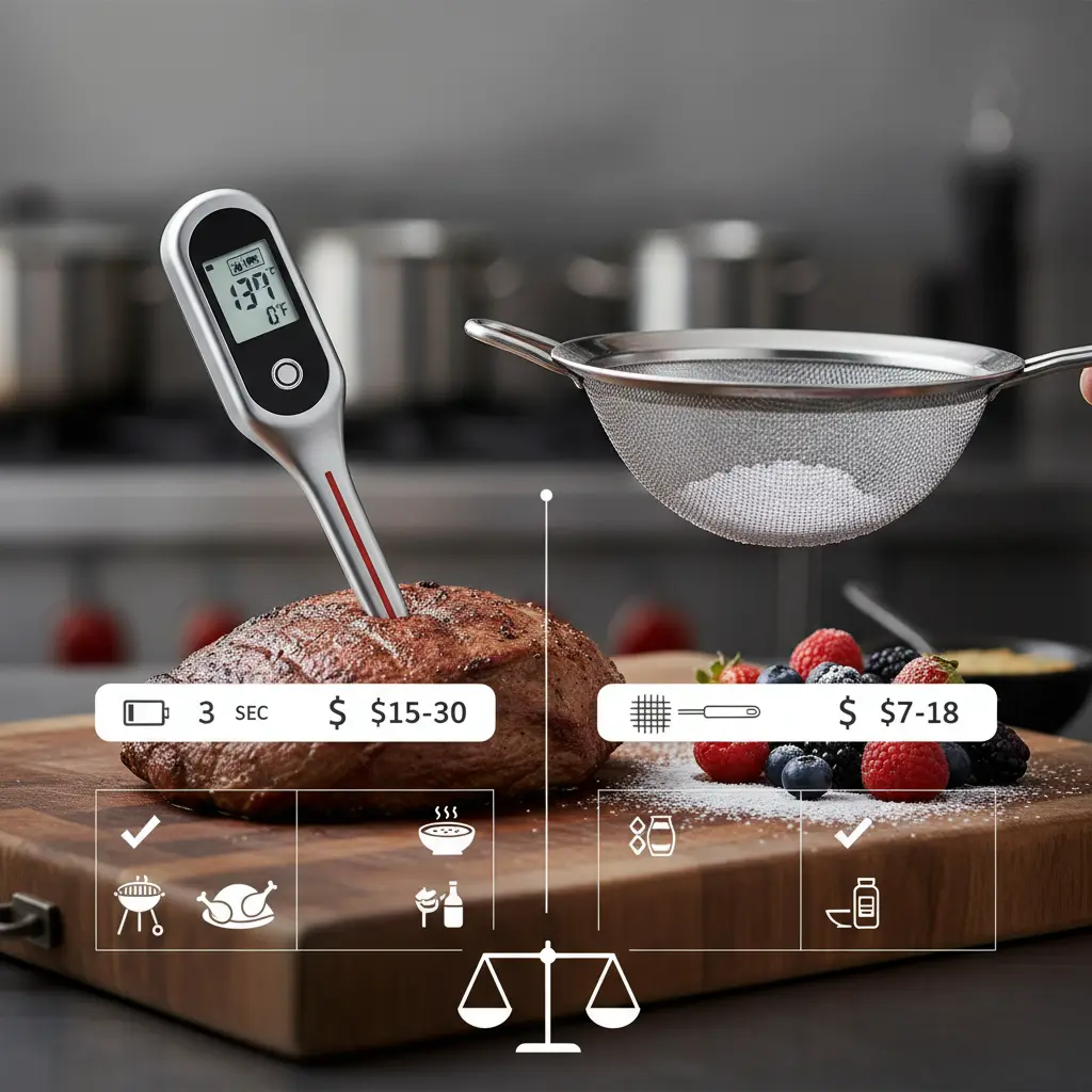 Digital Instant-Read Meat Thermometer vs Fine Mesh Strainer: The 2 Must-Haves — detail