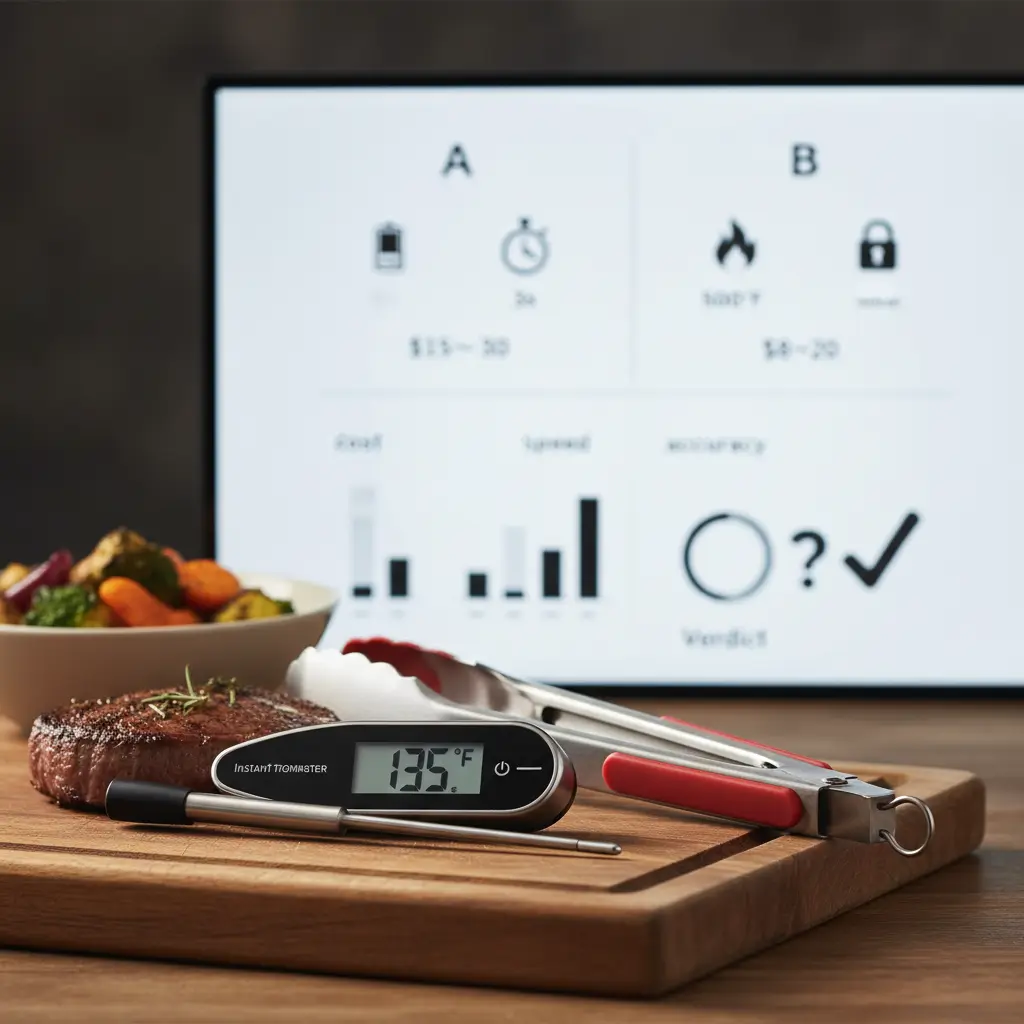 Digital Instant-Read Meat Thermometer vs Kitchen Tongs: 2 Essentials — detail