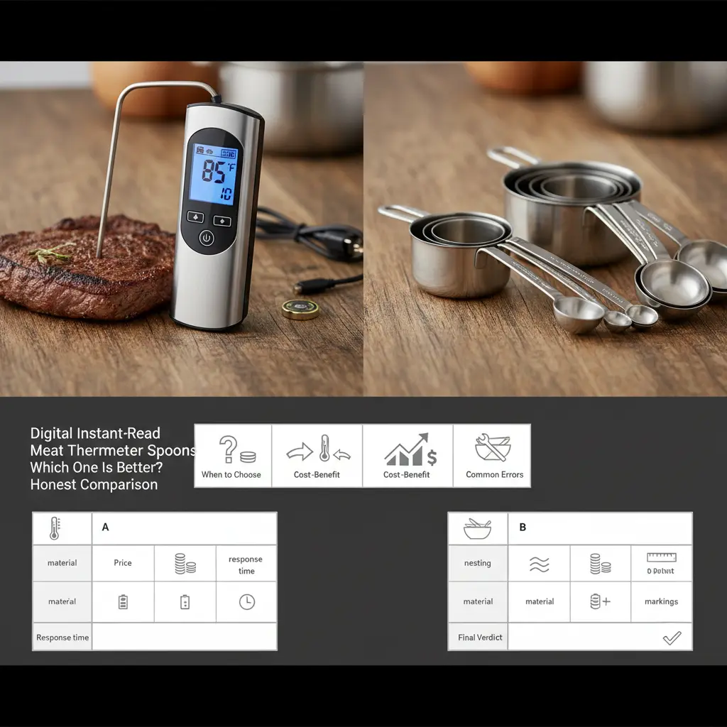 Digital Instant-Read Meat Thermometer vs Measuring Cups and Spoons — detail