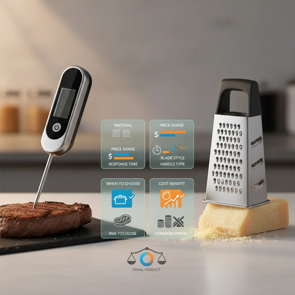 Digital Instant-Read Meat Thermometer vs Microplane Zester Grater — detail