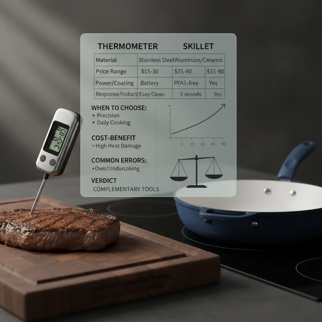 Digital Instant-Read Meat Thermometer vs Non-Stick Ceramic Skillet — detail
