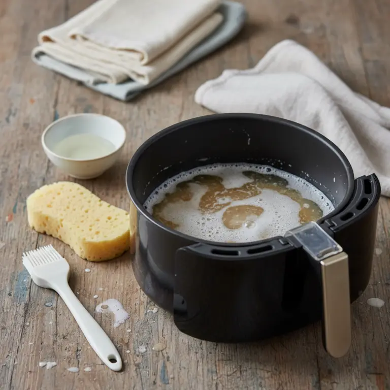 Ilustração editorial: How to Clean Air Fryer Basket Without Ruining the Coating
