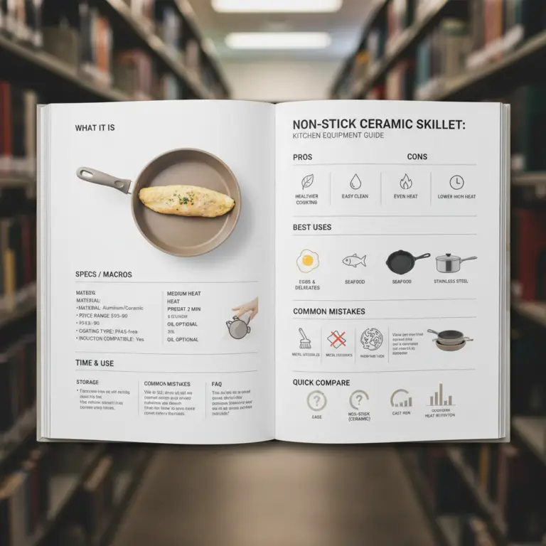 Ilustração editorial: Non-Stick Ceramic Skillet: 5 Facts Before You Buy
